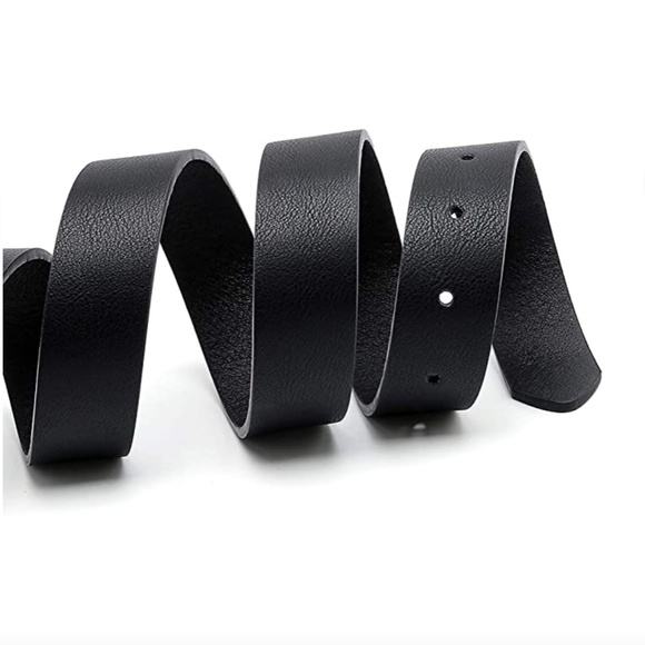 NEW Women's Skinny PU Leather Thin Waist Black Belt with Silver Buckle Size L - Picture 4 of 6